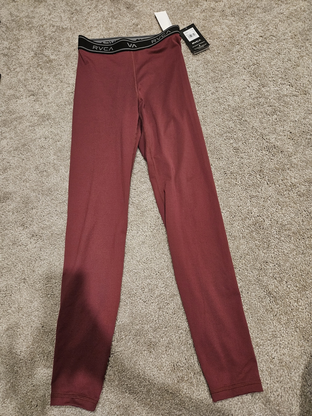 RVCA Burgundy Stretch Logo-Waist Leggings Women